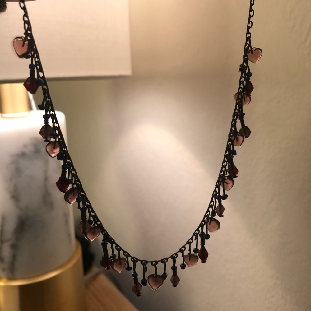 Ten Thousand Villages Glass Bead Necklace - Hearts
